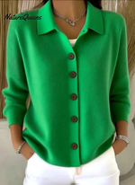 Women's Lapel Button Knitted Cardigan Sweater