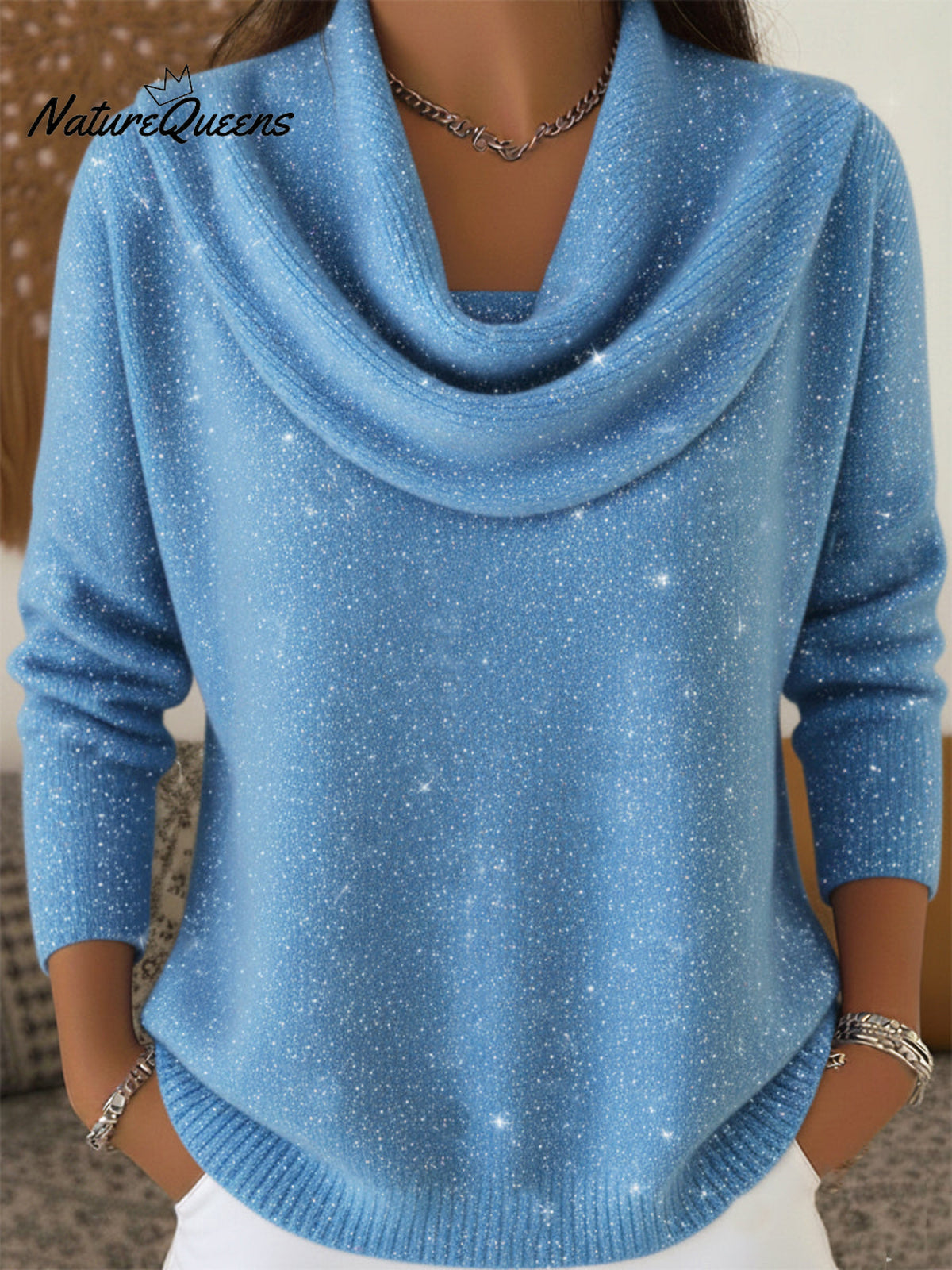Women's Elegant Solid Color Loose Shiny Sweater