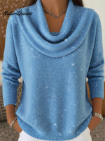 Women's Elegant Solid Color Loose Shiny Sweater