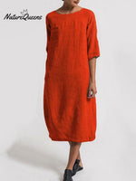 Casual Solid Color Dress Red / S