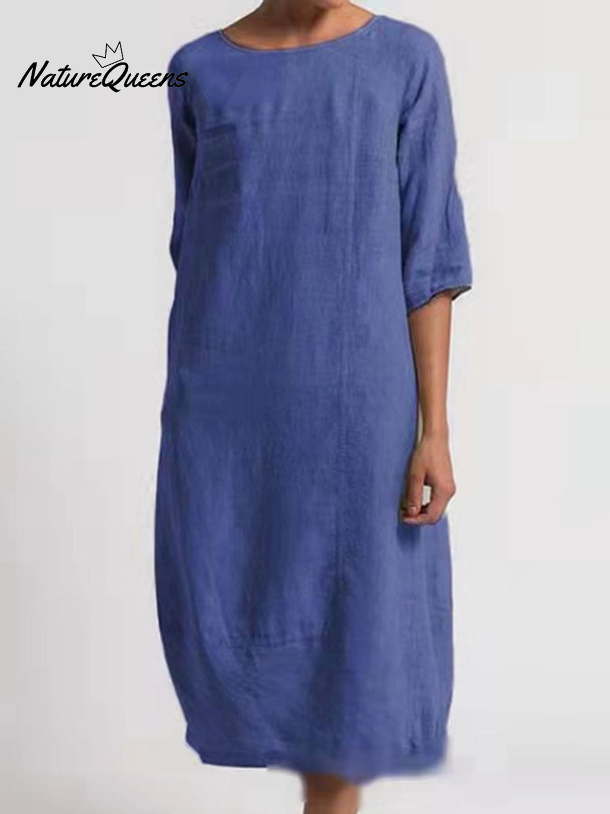 Casual Solid Color Dress Blue / S