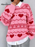 Women's Valentine's Day Heart Pattern Pullover Sweater
