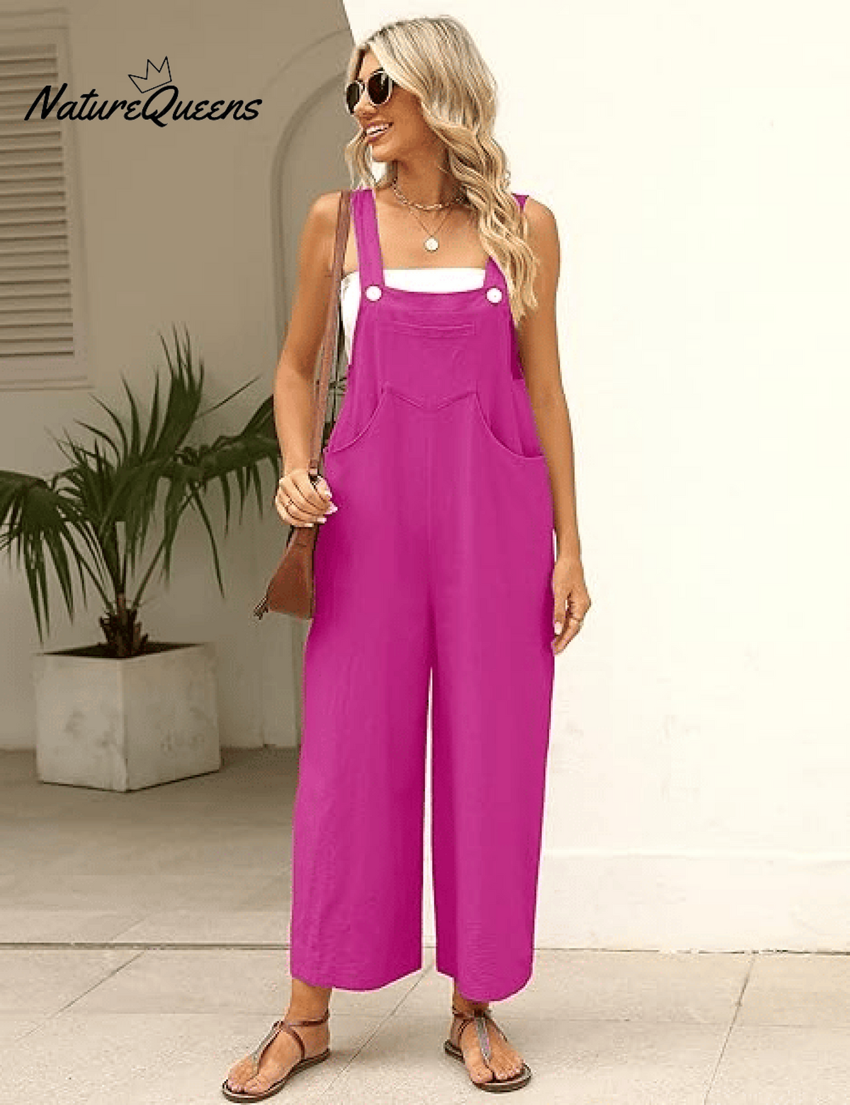 Women's Summer Cotton Linen Overalls �Adjustable & Relaxed Fit Jumpsuit