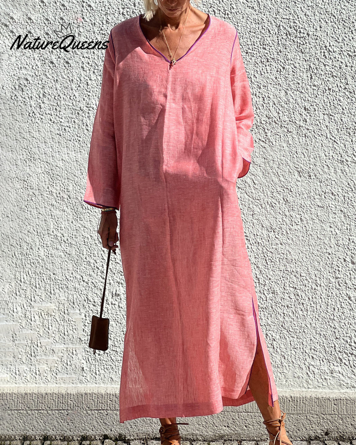 Resort-style panelled linen dress a20a
