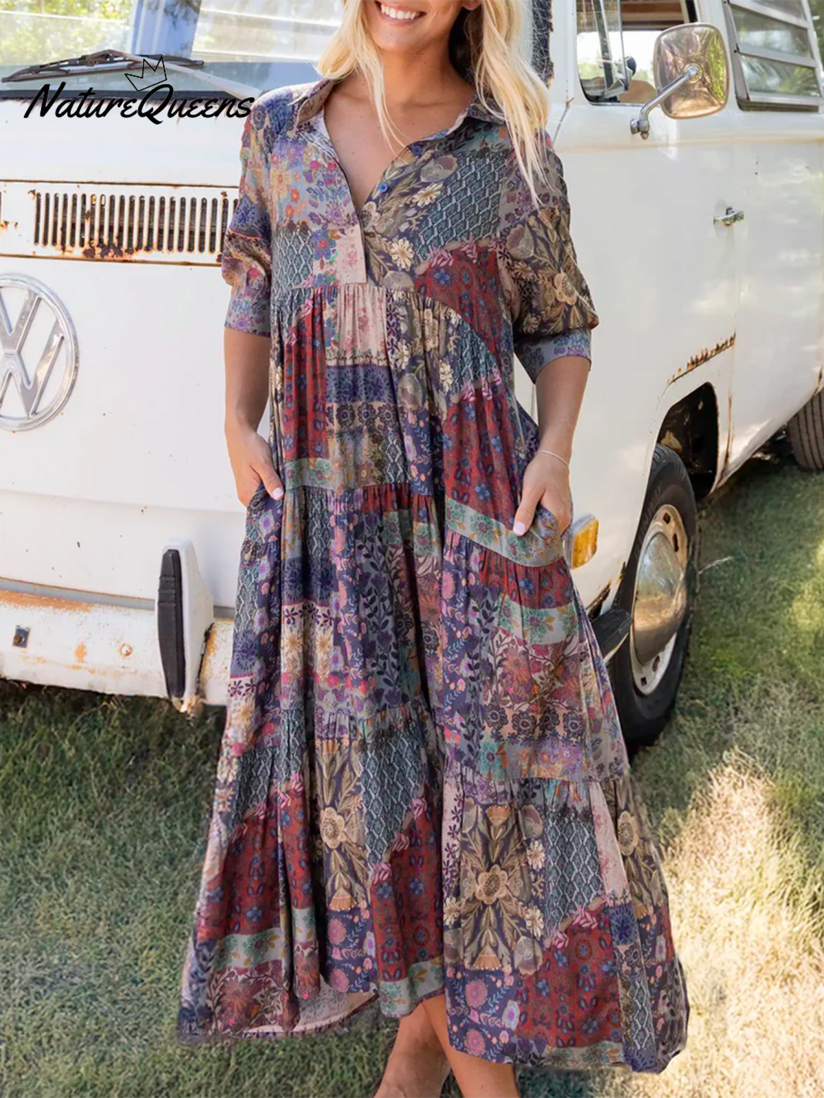 Floral-print Cotton Midi Dress