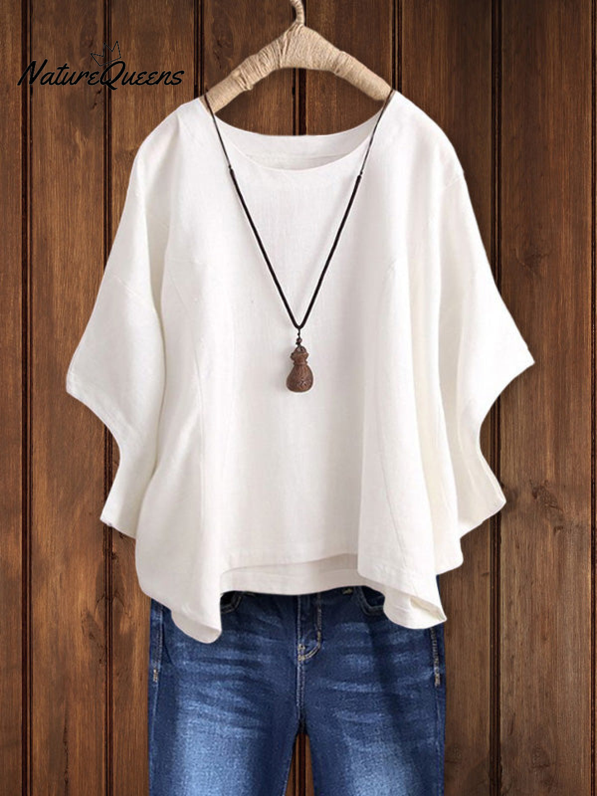 Relaxed Crew Neck Tunic Top White / S Tops