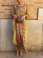 Women's Printed Satin Cardigan Dress Two-Piece Set