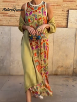 Women's Printed Satin Cardigan Dress Two-Piece Set