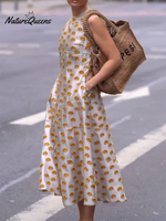 Art Polka Dot A-Line Dress with Pockets