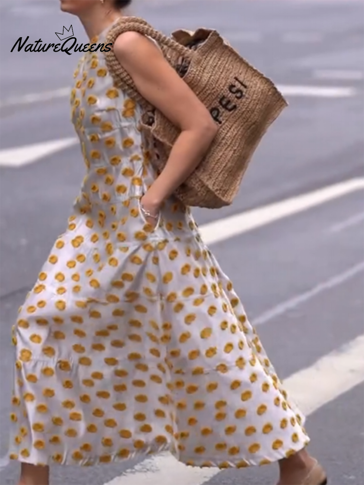 Art Polka Dot A-Line Dress with Pockets