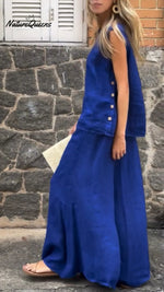 Women's Solid Color Casual Loose Stylish Sleeveless Top Pants Two Piece Suit