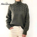 Women’s Braided High-Neck Warm Knit Sweater
