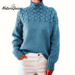 Women’s Braided High-Neck Warm Knit Sweater