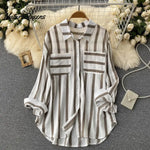 Vertical striped multicolor shirt jacket