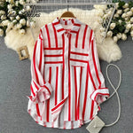 Vertical striped multicolor shirt jacket