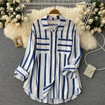 Vertical striped multicolor shirt jacket