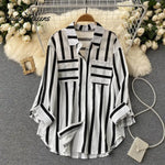 Vertical striped multicolor shirt jacket