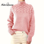 Women’s Braided High-Neck Warm Knit Sweater