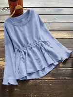 Women's Solid Color Stylish Loose Casual Cotton And Linen Shirt