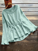 Women's Solid Color Stylish Loose Casual Cotton And Linen Shirt