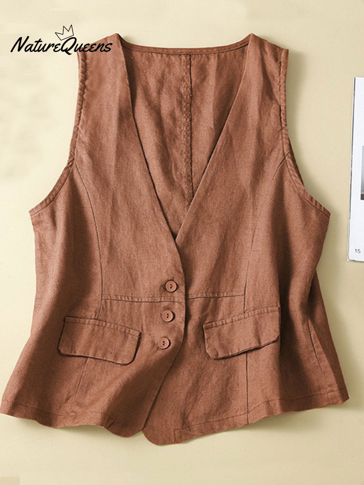 Women's V-neck Casual Sleeveless Vest Cotton And Linen Vest Jacket