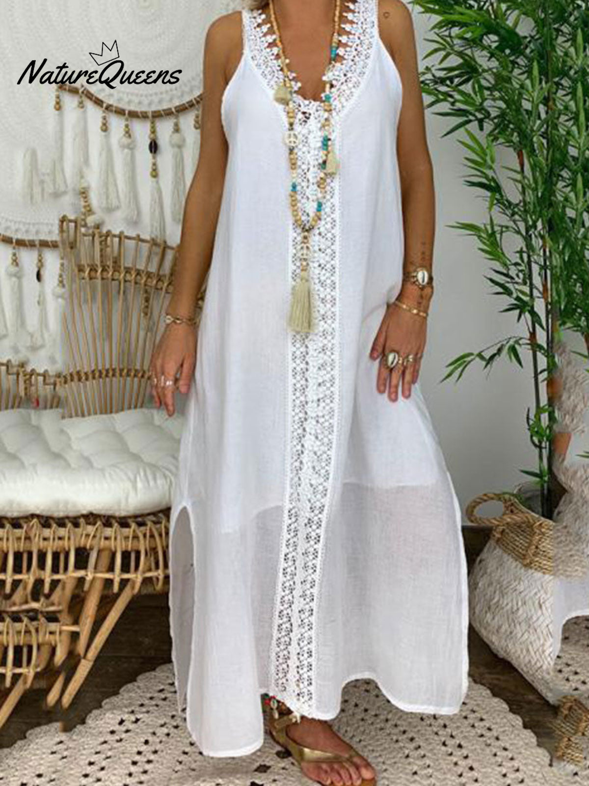 Women's Lace V-neck Casual Suspender Dress