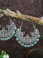 Silver Geometric Metal Tassel Earrings Vintage Earrings
