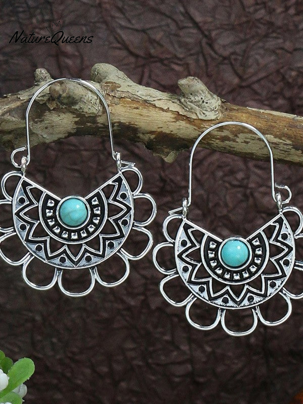 Silver Geometric Metal Tassel Earrings Vintage Earrings