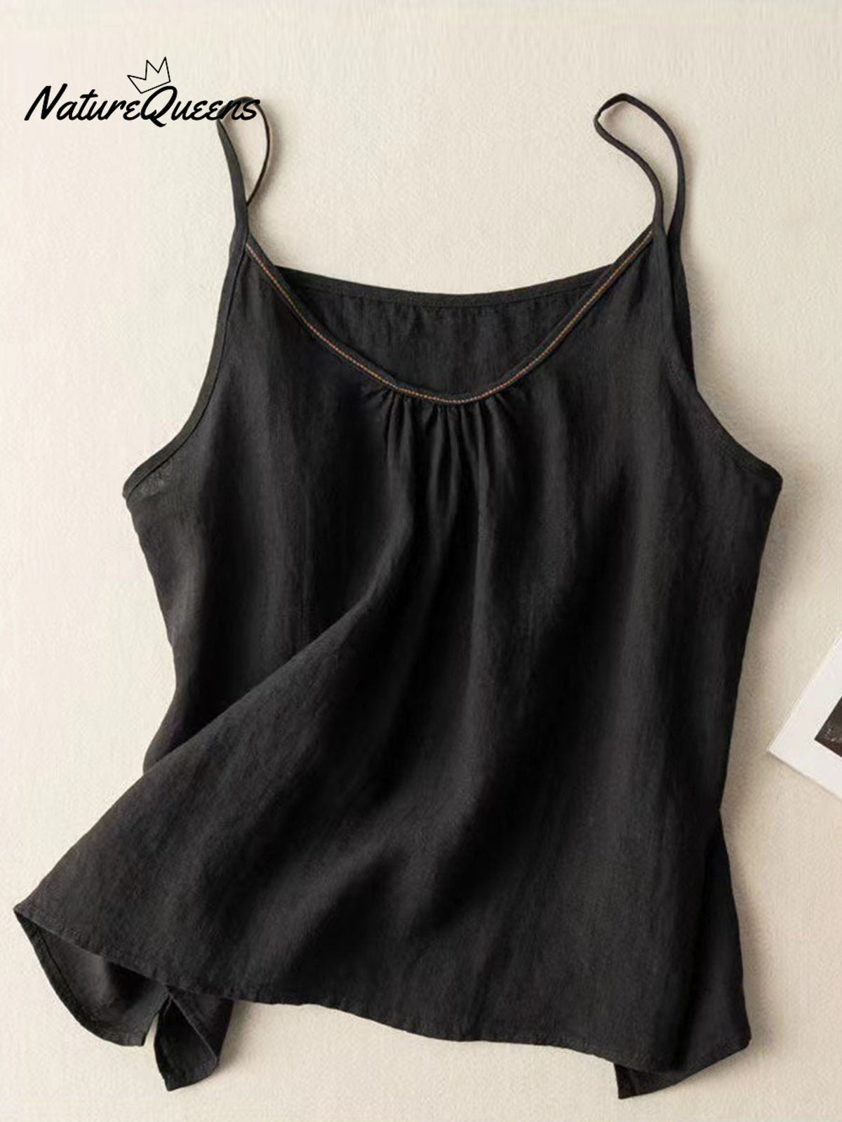 Women's Solid Color V-Neck Cotton And Linen Suspenders Tops