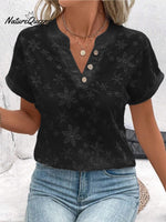 Women's Embroidered Lace Short-sleeved Cotton Shirt