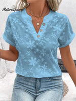 Women's Embroidered Lace Short-sleeved Cotton Shirt