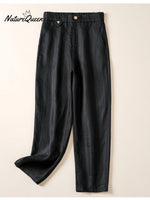 Women's Jacquard PatternTencel and Linen Casual Pants