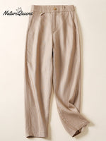 Women's Jacquard PatternTencel and Linen Casual Pants