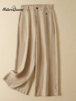 Women's Jacquard PatternTencel and Linen Wide-leg Casual Pants