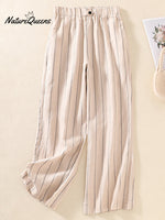 Women's Stripe Cotton And Linen Casual Pants