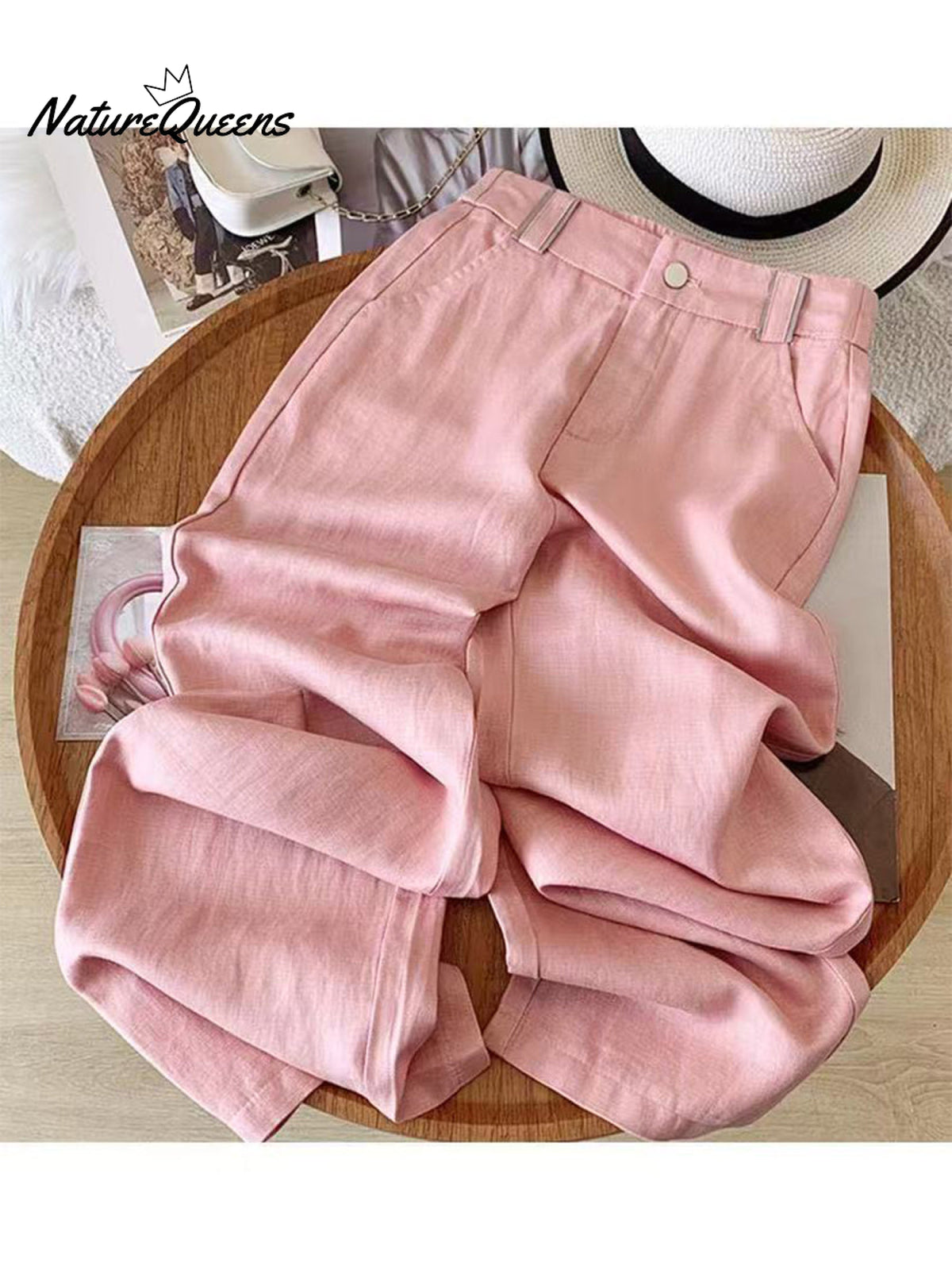 Women's Tencel and Linen Jacquard Pants