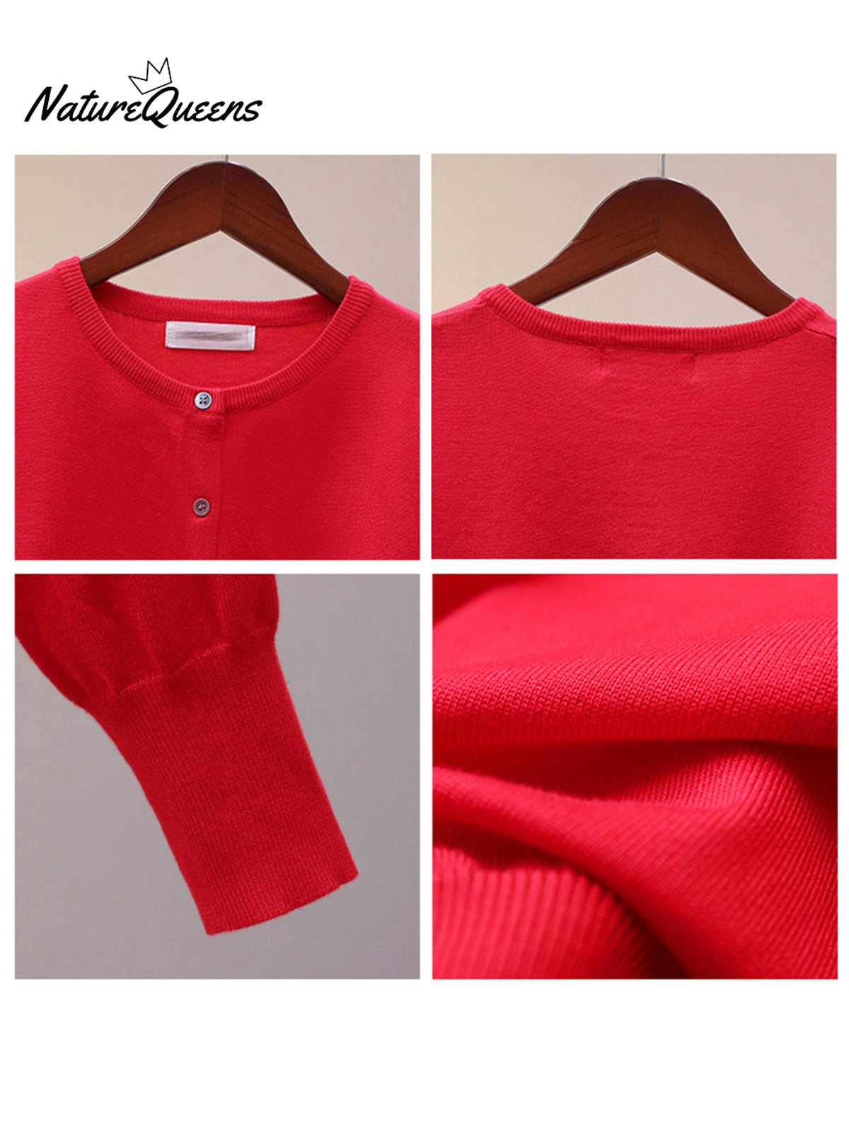 Women's Round Neck Cardigan Solid Color Loose Knit Sweater