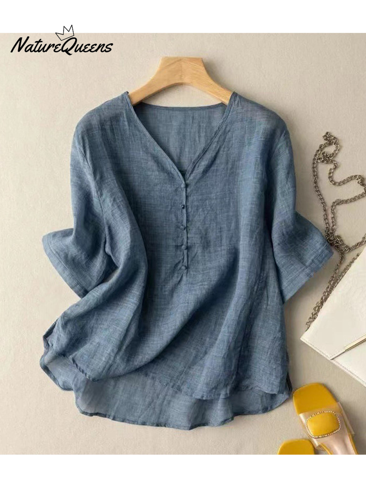 Women'sCasual Cotton And Linen Shirt