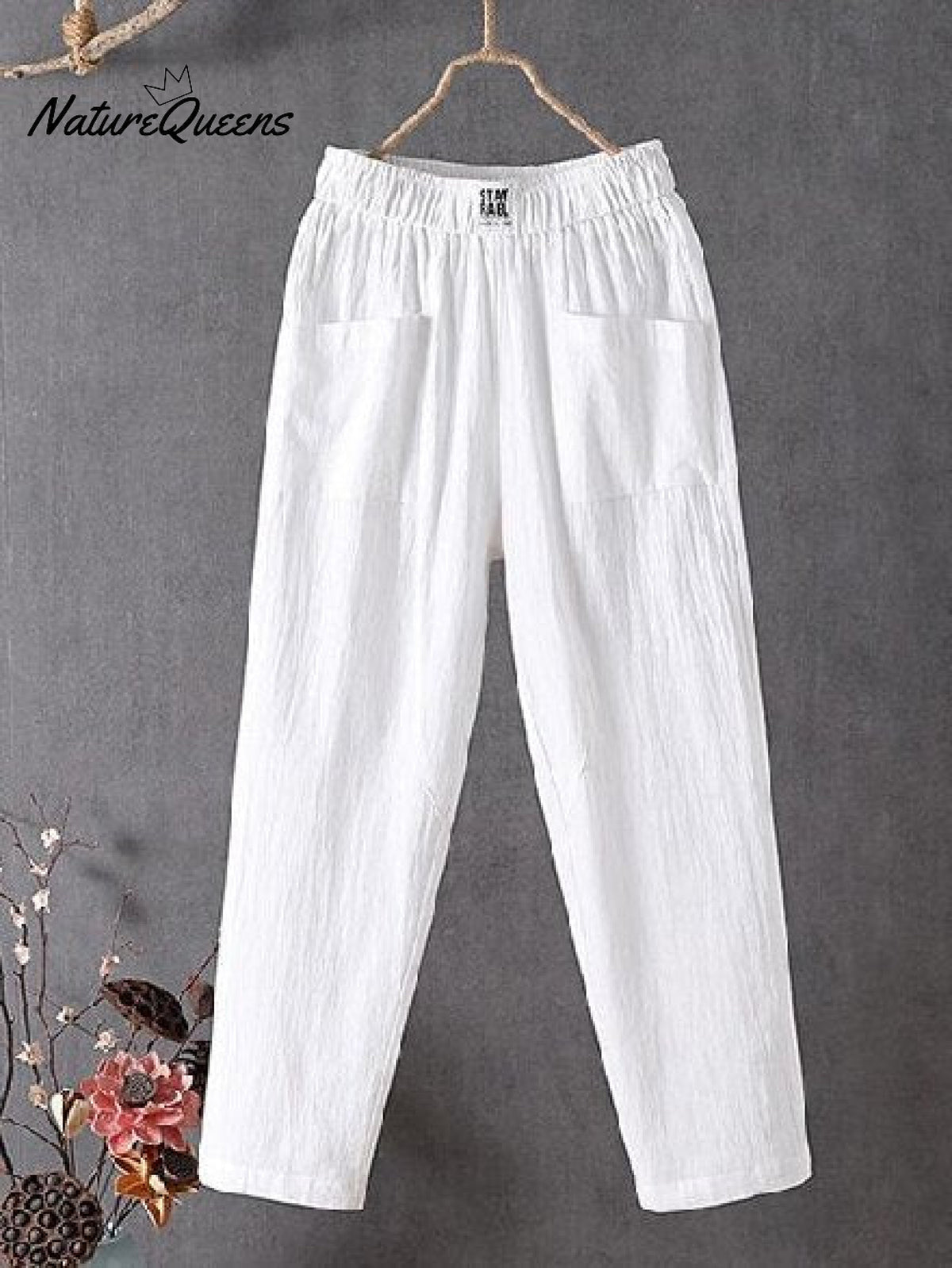 Casual Plain Natural Ankle Pants Straight Pants