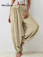 Women's Casual Fashion Solid Color Strap Pocket Wide Leg Pants