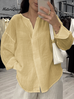Women's Casual Solid Color Cotton Linen Shirt