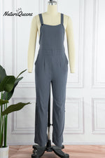 Casual Solid Buckle Square Collar Regular Jumpsuits(5 Colors)