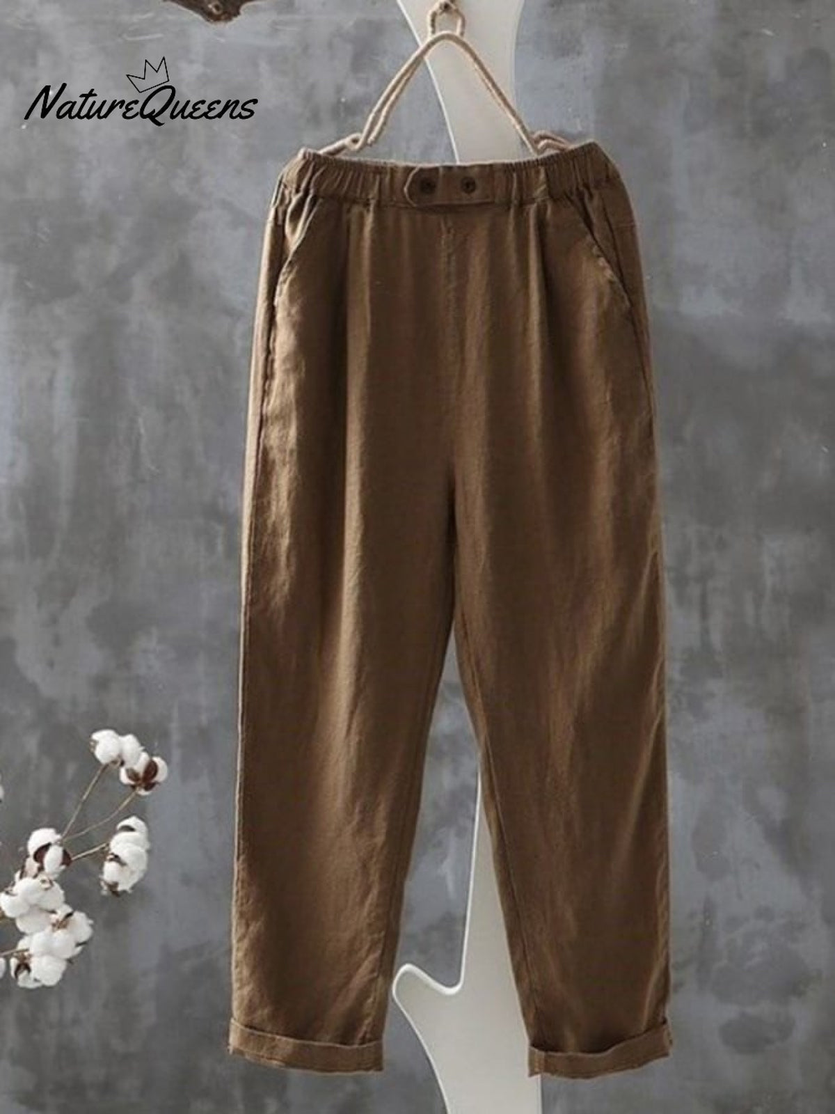 Women's Solid Color Simple Versatile Loose Casual Cotton And Linen Pants