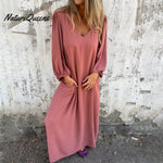 🔥Hot Sale 50% OFF🔥V-neck Solid Color Lantern Sleeve Dress