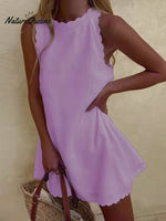 Women’s Embroidered Ruffles Dress Purple / S