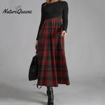 Women's Elegant Christmas Check Contrast Wool Dress