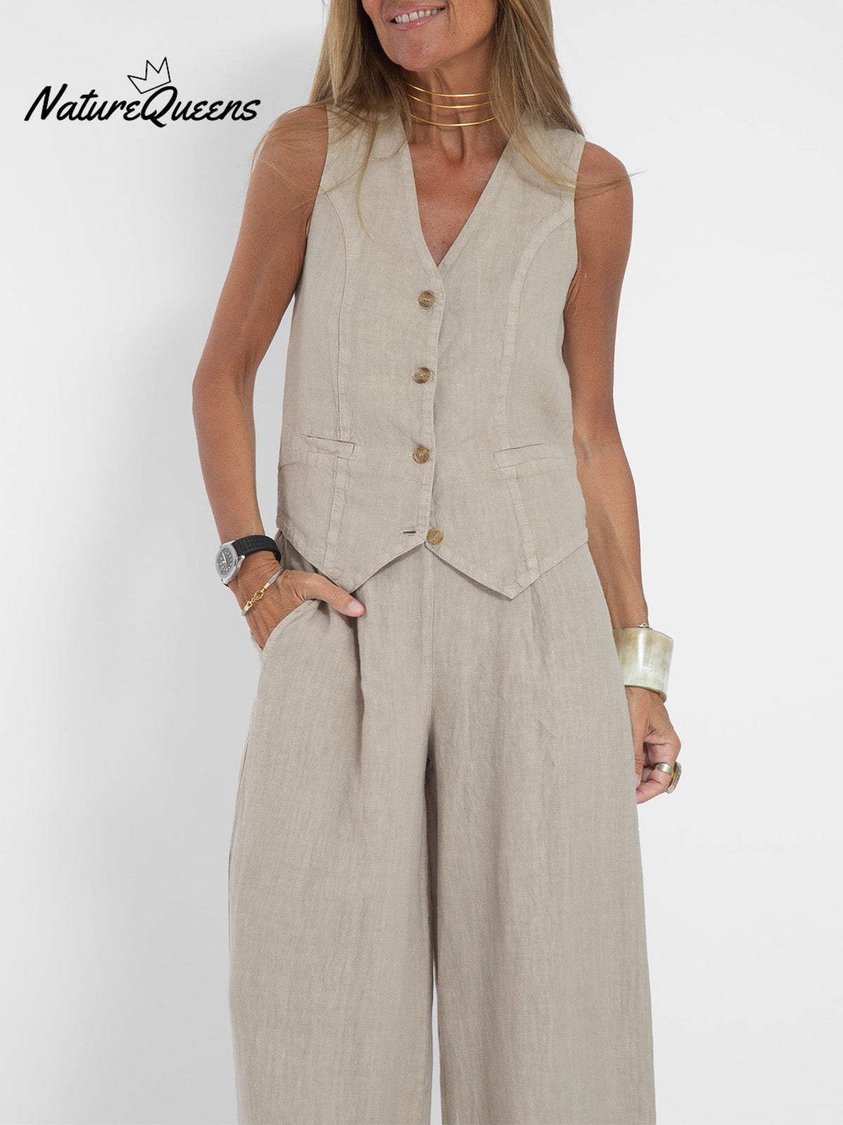 Vest & Pants Cotton Leisure Suit