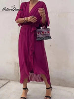 Stylish and elegant V-neck chiffon dress