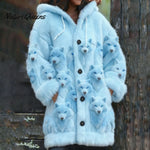 Women's Retro Viking Wolf Pattern Warm Cardigan