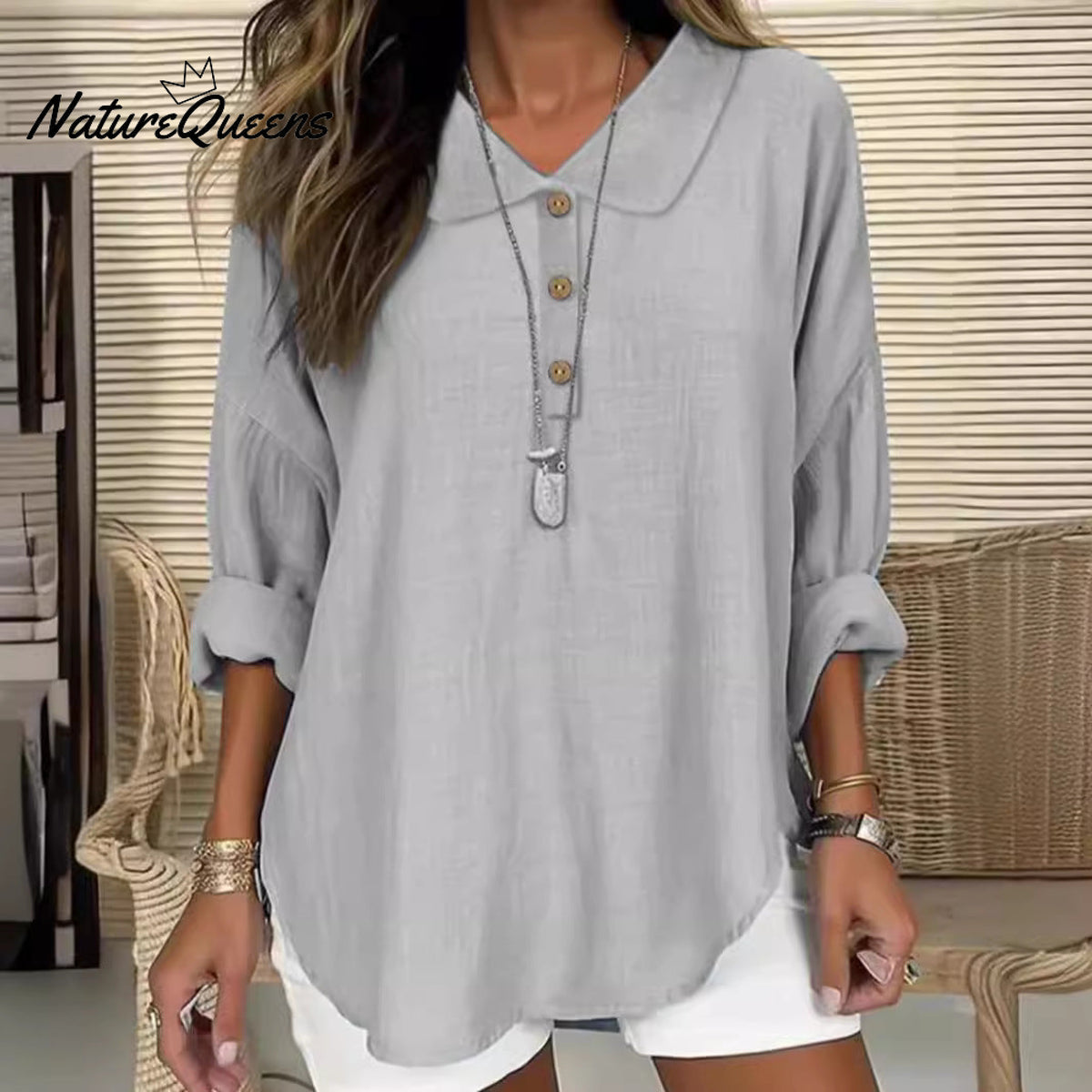 Casual Lapel Button Long Sleeve Shirt Top